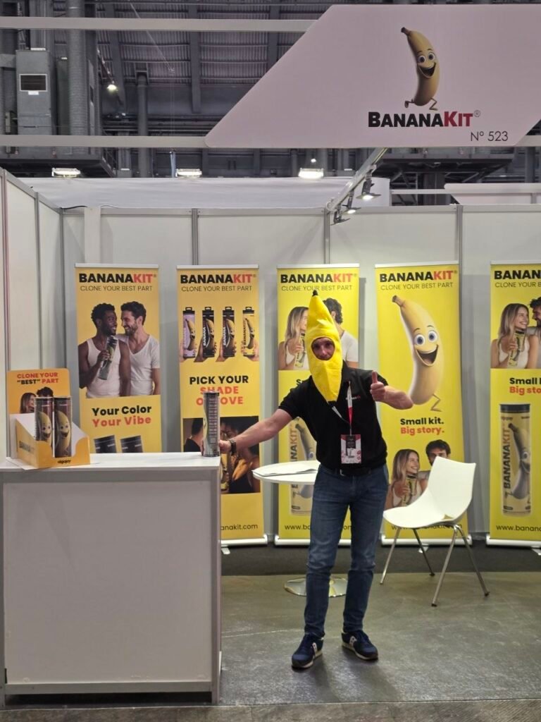 Detail of Bananakit booth 523 with products on display, EroSpain Barcelona